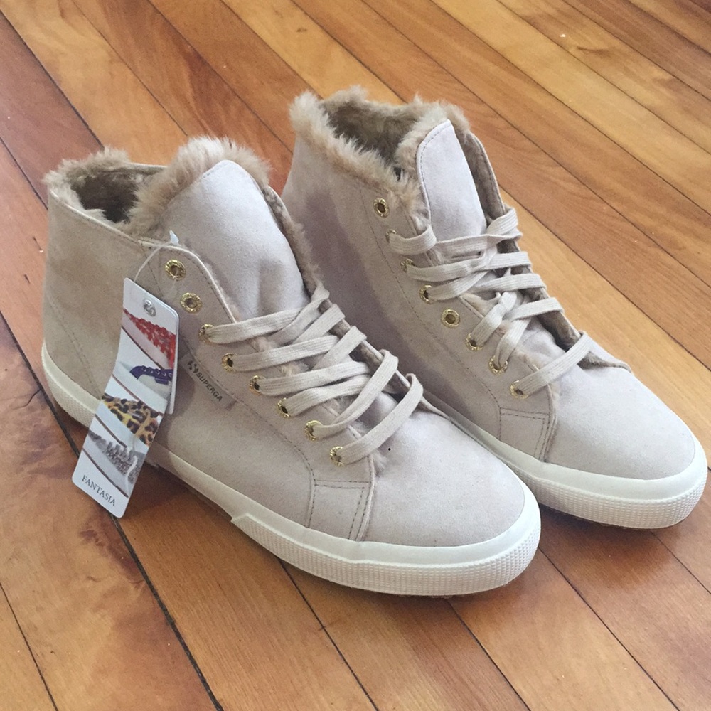 NEW Superga shearling lined high-tops